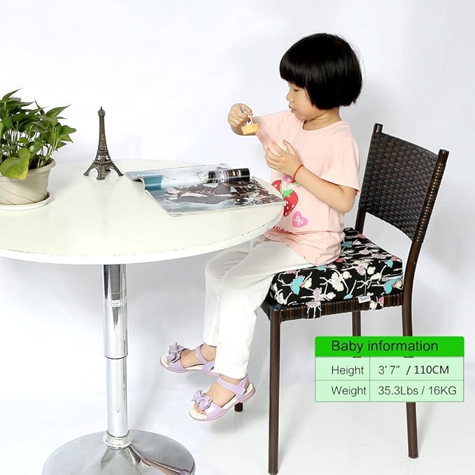 Zicac High Chair Portable Increasing Seat Cushion for Travel Dining Seat Pad for Toddler Kids Baby Infant Washable Thick Chair Seat Pads (Black)