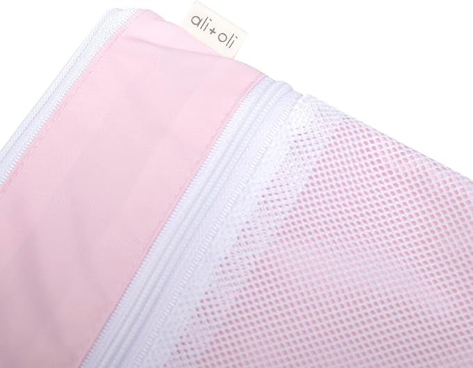 Ali+Oli Water Resistant Dual-Compartment Wet-Dry Bag for Travel, Hook to Stroller, Daycare, Diapers, Diaper Bag, Clutch Bag,15x12 inches (Blush Daisy)