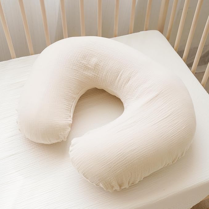 Konssy Muslin Nursing Pillow Covers, 100% Cotton Soft & Adorable Covers for Breastfeeding Pillows, Slipcovers for Newborn Baby Boys & Girls