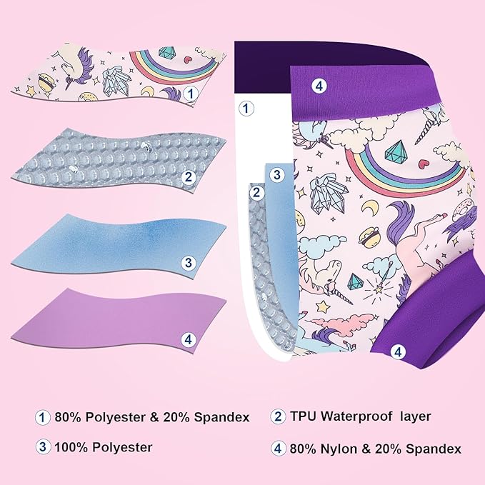 MOEMOE Baby Reusable Swim Diapers 3Pcs Comfortable Waterproof Baby Swim Diapers for Boys and Girls Swim Lesson XL/5T