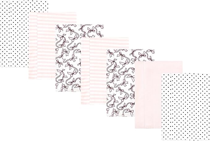Luvable Friends Hudson Baby Flannel Burp Cloths 7pk, Rose Ribbons