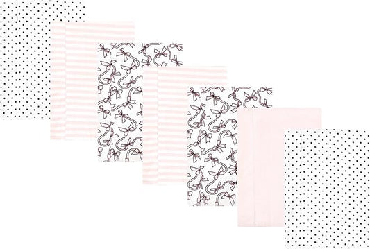 Luvable Friends Hudson Baby Flannel Burp Cloths 7pk, Rose Ribbons