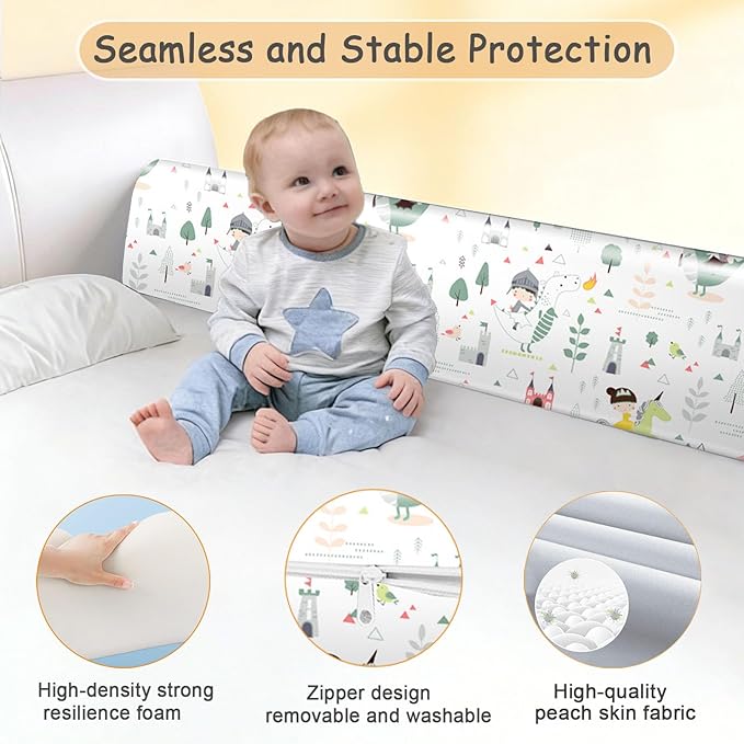 Baby Bed Rail Guard for Toddlers Kids Bed,Baby Foam Bed Rail Guard for Elderly Adults,78.3inch Foam Padded Side Rail，Soft Safety Guard Rail for Kids,Side Rail for Queen King Twin Full Size