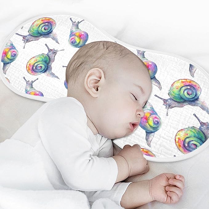 Rainbow Snails Pattern Colorful Shells Muslin Burp Cloths for Baby 1 Pack 100% Cotton Baby Washcloths Bibs for Boy Girl