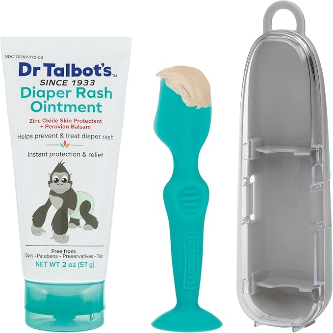 Bundle of Dr. Talbot's Baby Diaper Rash Ointment, Zinc Oxide Skin Protectant with Balsam, Instant Relief, No Dyes, Parabens, or Preservatives, Gentle Formula, 2oz + Diaper Cream Brush - Mini Size