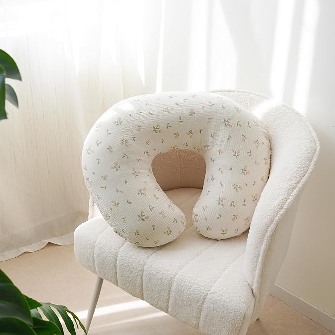 MairMore 2-Pack Muslin Nursing Pillow Covers, Breathable 100% Cotton Breastfeeding Pillow Slipcovers for Standard Nursing Pillows, Soft Covers for Baby Girls and Boys with Zipper