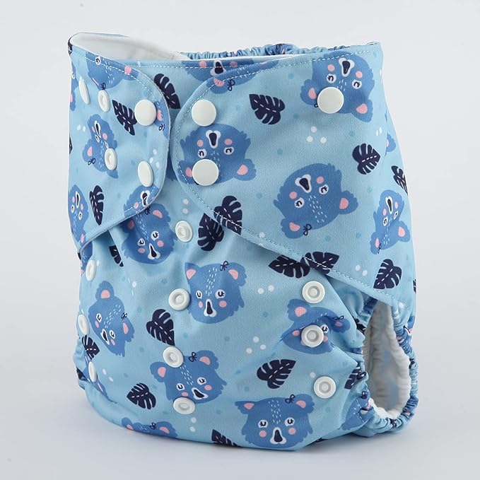 2 to 7 Years Old Cloth Diaper Nappy Pocket Reusable Washable Junior Big Baby Kids Toddler (Bears Blue)