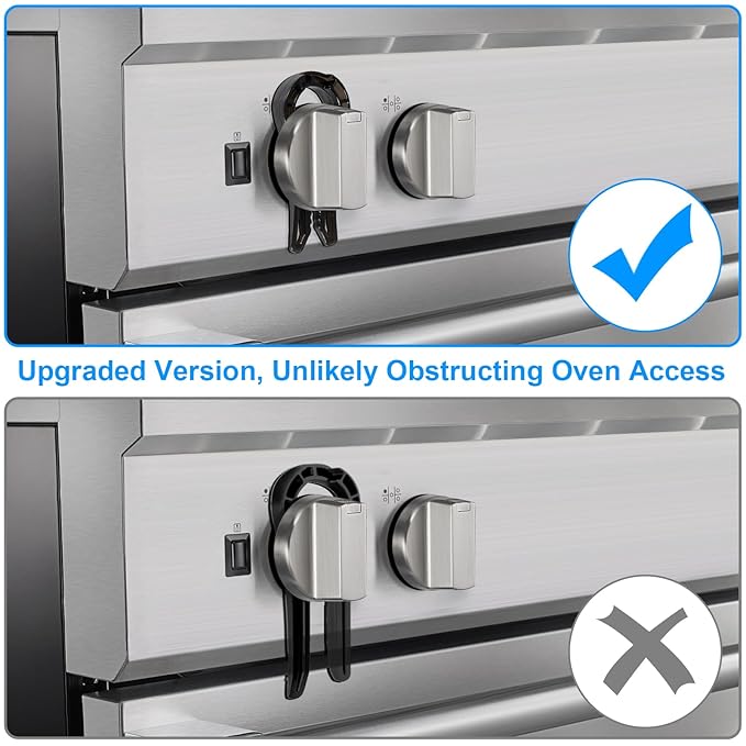 Gas Stove Knob Locks, Gap-fit Pin for Stove Knobs, for Knob Gap At Least 0.27", Oven Lock Child Safety, Baby Proofing Stove Knob Safety Covers Black Color, Pack of 5, with 1 Extra Piece for Back up