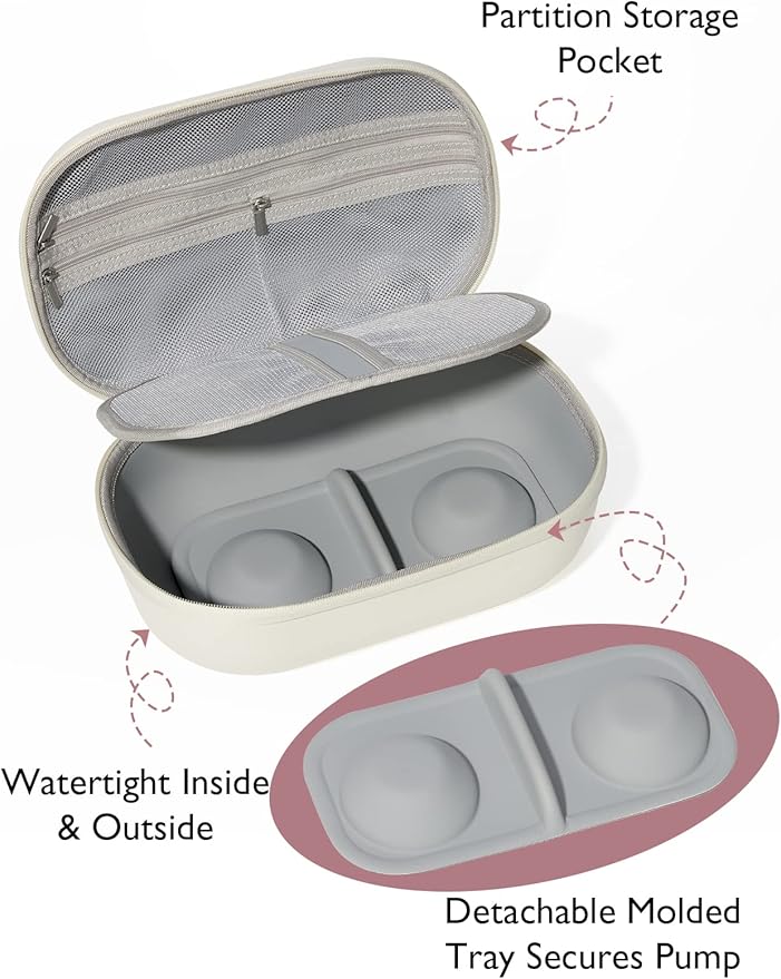 Momcozy Breast Pump Storage Bag, Hard Shell Case with Removable Tray, Watertight Breast Pump Storage Bag for Pumping Bag, Diaper Bag, or Handbag（Holds 2 Pumps）