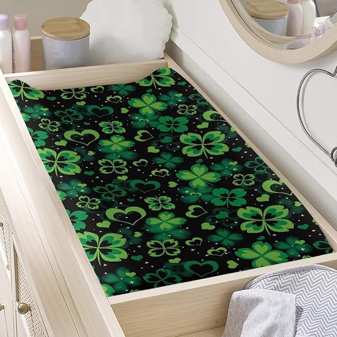 St Patrick's Day Baby Girl Changing Pad Cover Boys Diaper Change Table Sheet Cover Stretchy Changing Table Covers Soft Breathable