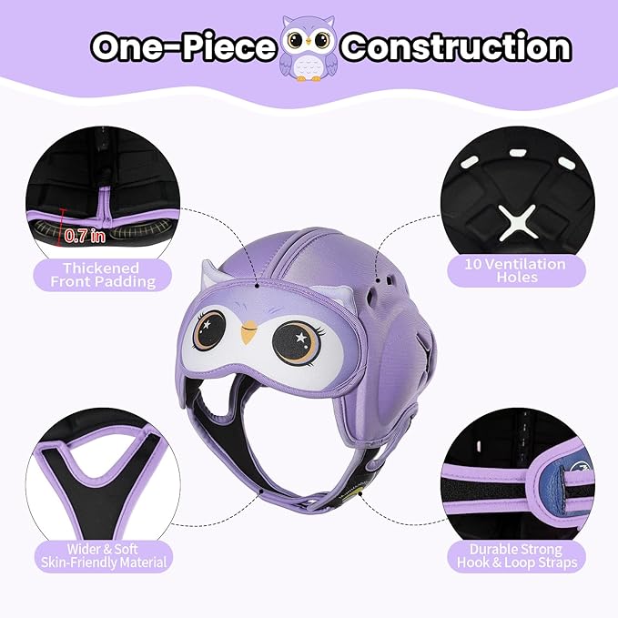 Mambobaby Baby Head Protector Helmet for Crawling and Walking, Breathable Soft Helmet, Ultra-Lightweight & Adjustable, Prevents Bumps Safety Helmet for Infants Toddlers 6-24 Months (Starry Owl)