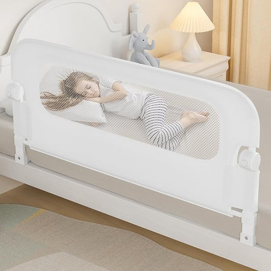 NUTIKAS Baby Bed Rail Guard for Toddlers -46" Toddler Bed Rails for Twin, Full, Queen, King Bunk Size Bed Swing Down Bedrail Extral Tall Child Safety Side Railing Guards for Kids