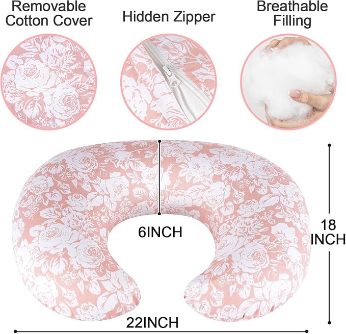 x-vesolje Baby Nursing Pillow for Breastfeeding, Adjustable Breastfeeding Pillow for Bottle Feeding, Nursing Support Pillow for Mom and Baby Healthier Nursing, Removable Cover- Rose