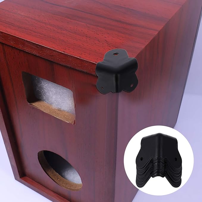 16PCS Angle Corner Furniture Protector Black Iron Speaker Corners Protector for Cabinet Guitar Amplifier Stage Speaker Rounded Metal Guards for Enhanced Protection & Style