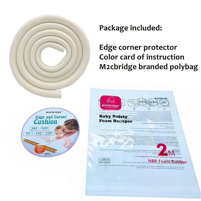 M2cbridge U Shape Extra Thick Furniture Table Edge Protectors Foam 6.5 Ft (Black with 4 Corners)