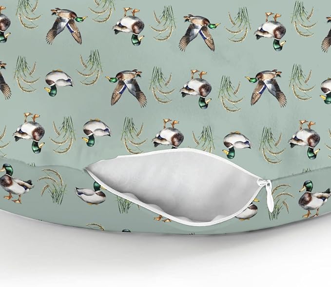 Green Mallard Ducks Baby Nursing Pillow Covers for Boy Girl Duck Hunting Season Nursery Feeding Pillowcase for Breastfeeding Pillows Lake Wild Ducks Hunter Soft Stretchy Slipcovers for Newborn Infant