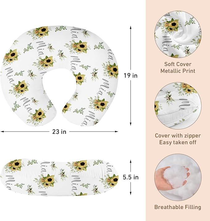 Dyoart Baby Nursing Pillow Cover,Personalized Soft Nursing Covers,Custom Name Breastfeeding Pillow Slipcover for Bottle Feeding,Gifts for Toddler Infant(23"x19"x5.5")(one Size)
