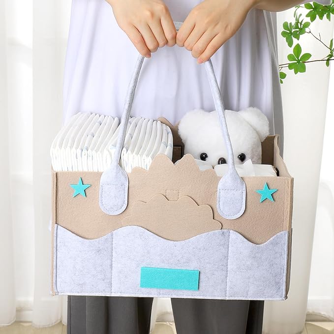 Diaper Caddy Organizer, Nursery Storage Basket for Baby,Portable Diaper Holder for Changing Table and Car,Newborn Essentials Boy Girl Shower Gift Basket.