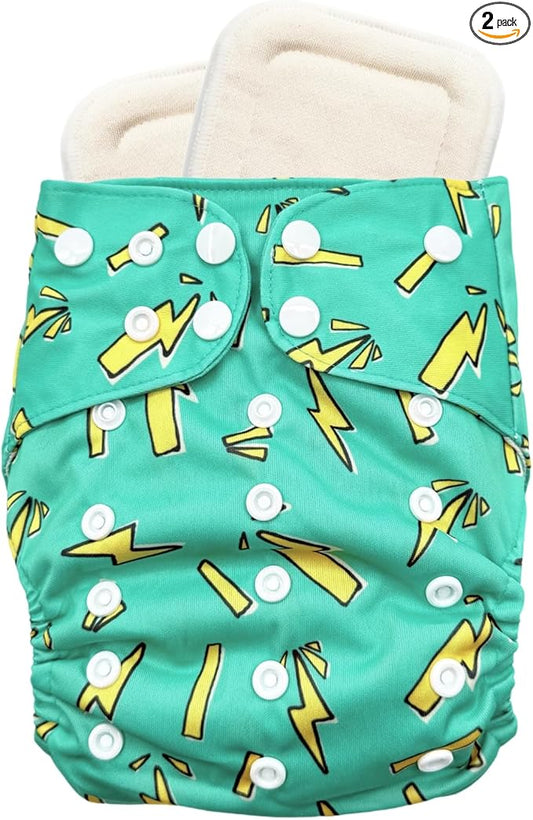 Sprout Pocket Cloth Diaper – Adjustable & Reusable Cloth Diaper with 1 Insert – Soft, Washable, Leakproof (Green Surge)