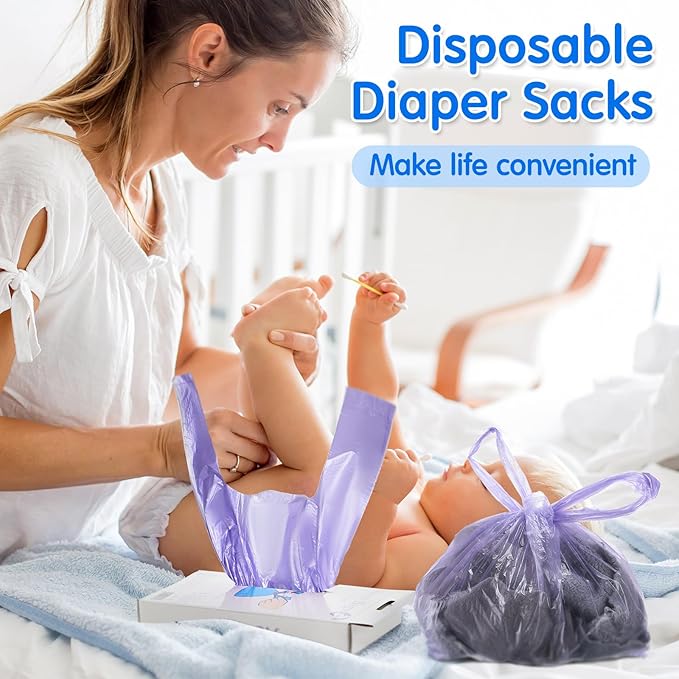Tenceur 1800 Pcs Baby Disposable Diaper Bags Bulk, Scented Diaper Sacks with Easy Tie Handle Disposal Trash Bag Baby Poop Sacks Pet Waste Bag Refill for Travel