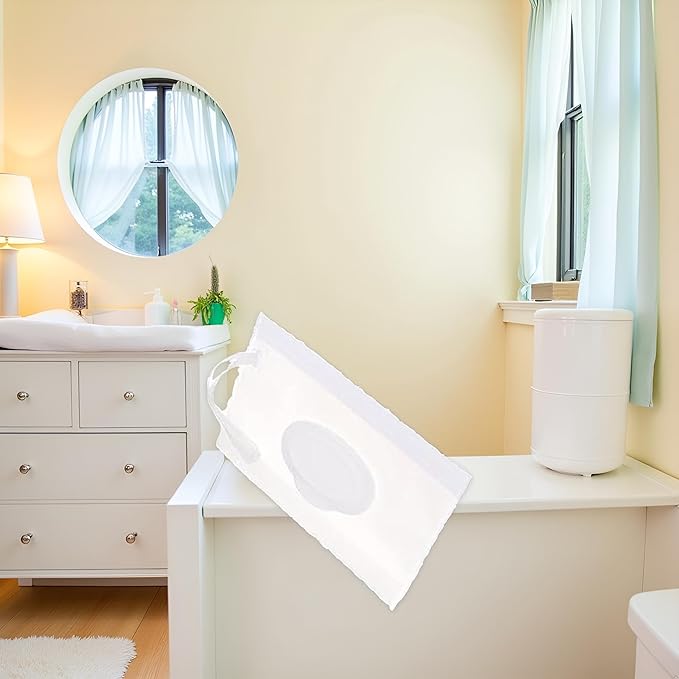 White Baby Wipe Case Travel Holder Keeps Wipes Moist Set of Wet Wipes Holders Cases Diaper Wipe Holders Portable Travel On The Go Refillable Dispenser Container