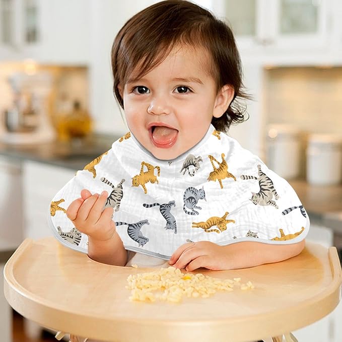 Yoga Tabby Cat Pattern Muslin Burp Cloths for Baby 4 Pack Soft 100% Cotton Baby Washcloths Bibs for Boy Girl