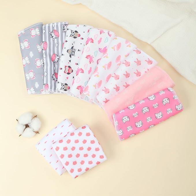 10-Pack Burp Cloths for Baby Boys and Girls - Organic Baby Burp Cloth,Baby Washcloths, Burp Rags, Large Neutral Burp Clothes for Newborn