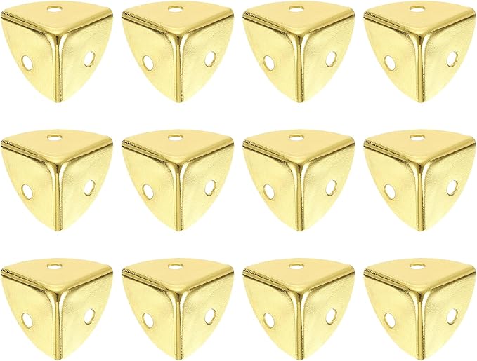 uxcell 12Pcs Decorative Box Corner Cover, 18mm Metal Edge Guard, Furniture Corner Edges Protector, Gold