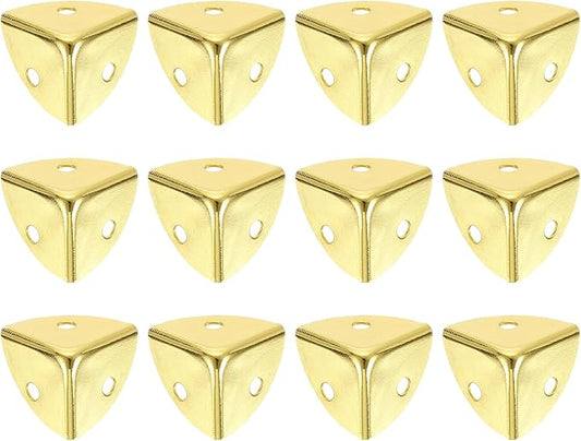 uxcell 12Pcs Decorative Box Corner Cover, 18mm Metal Edge Guard, Furniture Corner Edges Protector, Gold