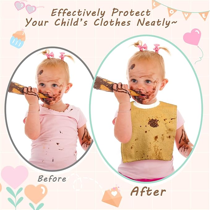 Foaincore 6 Pcs Pullover Baby Bibs Cotton Terry Toddler Absorbent Infant for Feeding and Drooling Towel Bib (Lively Color)
