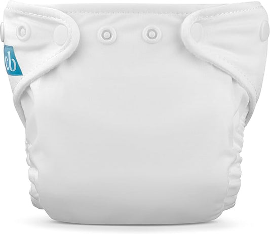 Charlie Banana Cloth Diapers, Reusable, Washable, Adjustable Newborn Size Diaper for Newborns and Babies (5-10lbs), with Absorbent Inserts - White, 1 Pack