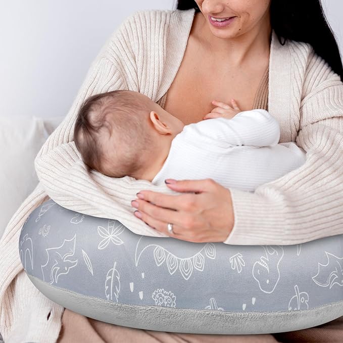DILIMI Nursing Pillow Cover, Soft Stretchy Nursing Covers for Breastfeeding Pillows, 1 Pack Reversible Removable Slipcover for Baby Boy and Girls, Dinosaur