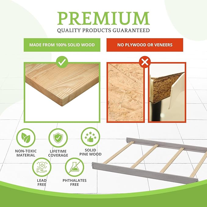 Full-Size Conversion Kit Bed Rails for Oxford, Soho, Ozlo & Avalon Baby Convertible Cribs - Solid Wood - Toddler and Adult Rail for Full-Size Bed - Nursery and Baby Furniture (Moon Dust, Hook-On Kit)