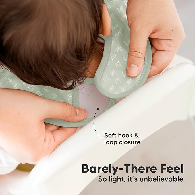KeaBabies 3-Pack Waterproof Baby Bibs for Eating - Lightweight Toddler Feeding Bibs with Large Food Catcher, Mess Proof, Food-Grade Baby Eating Essentials, Easy to Put On & Clean (Fleur)