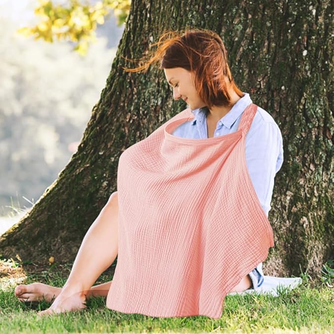 Muslin Nursing Cover for Breastfeeding, Breathable Cotton Breastfeeding Cover, Nursing Apron Privacy Breastfeeding for Mother Nursing Apron