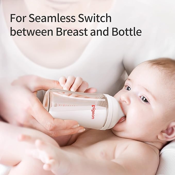 Pigeon Silicone Nipple with Latch-On Line, Size M & L(Set of 8), Natural Feel, Nipple Set (3~9M)