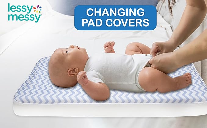 Leak-Proof Changing Pad Cover (32×16×4) — Soft, Hygienic Unique Machine Washable & Dryer Safe,Snug Elastic Edges Perfect for New Parents (Blue)