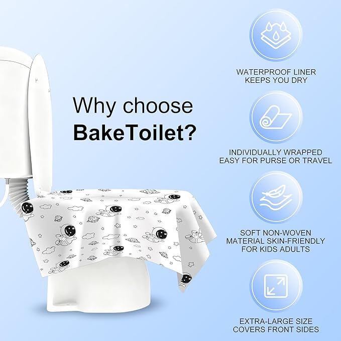 20 Pcs Toilet Seat Covers Disposable for Kids&Toddlers&Adult, Extra Large Individually Wrapped Portable Package for Travel Toddlers Potty Training in Public Restrooms (Space Theme)