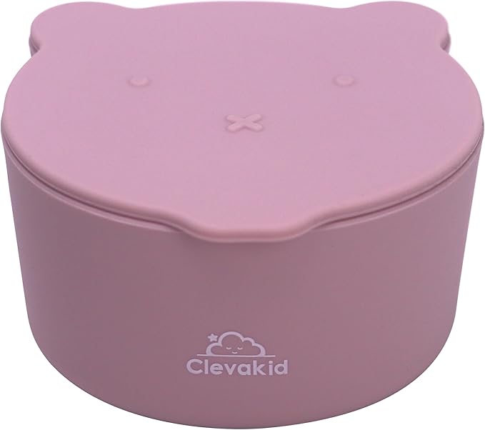 Silicone Snack & Fruits Container – Leakproof Durable and BPA-Free | for Daycare, Preschool, School, and Family Outings – Bear design 130 ML/4.4 OZ (Brownish Pink)