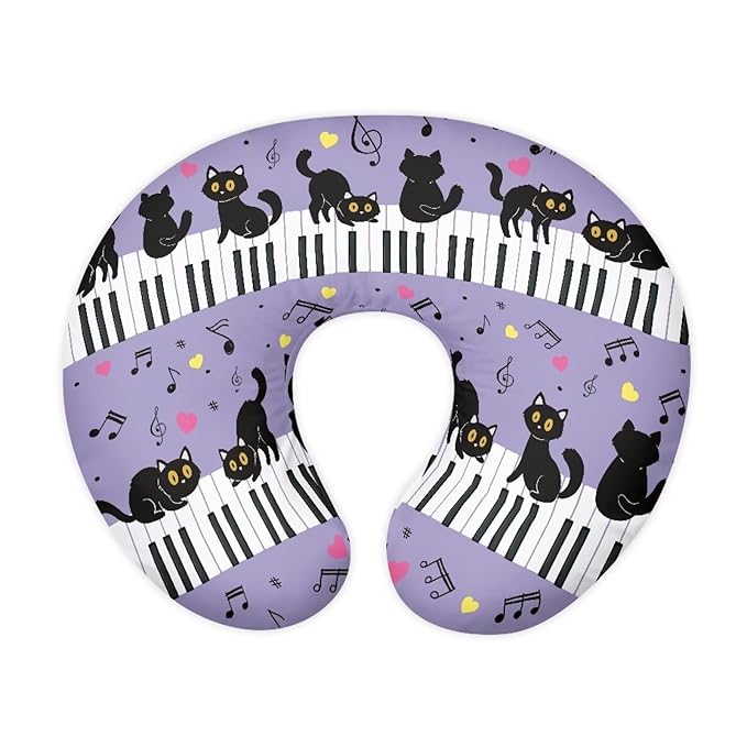 Nursing Pillow Cover Music Note Cat Breast Feeding Pillows for Babies Boys & Girls Soft Breathable Nursing Pillow Case U Shaped Nursing Pillow Slipcovers for Breastfeeding Mom