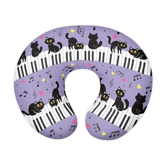 Nursing Pillow Cover Music Note Cat Breast Feeding Pillows for Babies Boys & Girls Soft Breathable Nursing Pillow Case U Shaped Nursing Pillow Slipcovers for Breastfeeding Mom