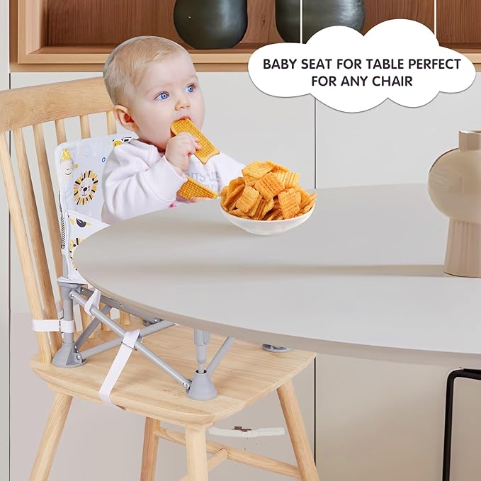 Portable Baby Chair, Folding Booster Seat with Tray for Dining Table Compact Camping Chair for Lawn Beach Travel Babies 6-36 Months