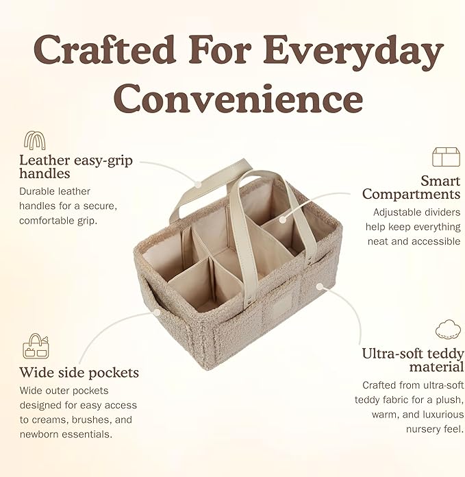 Baby Diaper Caddy Organizer–Includes Toiletry Bag, Baby Essentials, Nursery Storage Basket, Portable Diaper Organizer, Newborn Essentials & Baby Registry Must Have