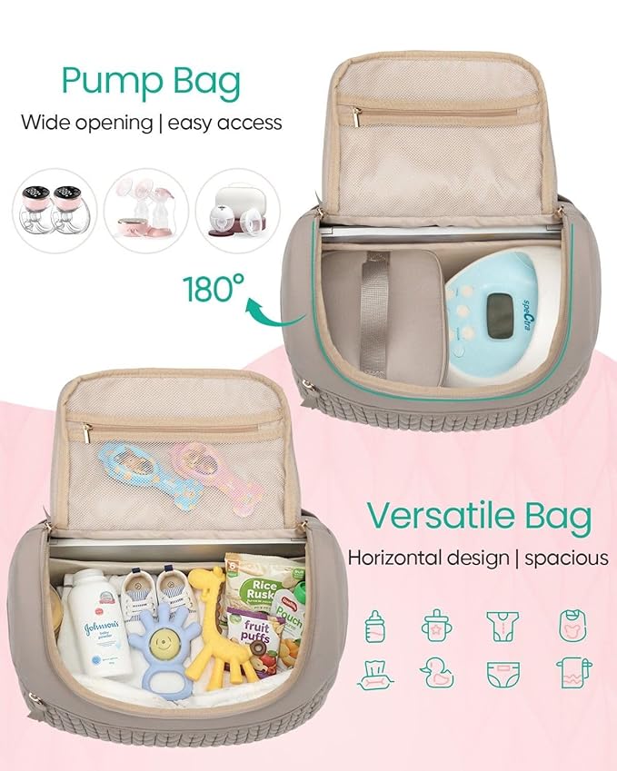 Qualyphant Breast Pump Bag for Spectra S1/S2 & Medela – Insulated Cooler Bag, 13" Laptop Sleeve, Diaper Bags Backpack – Lightweight, Water-resistant & Stylish for Work, Travel