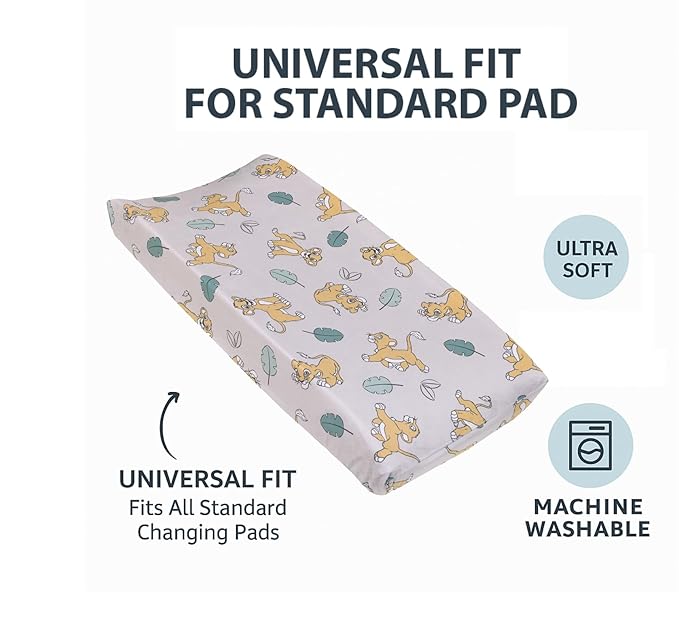Disney Lion King Ivory, Teal, Sage and Gold Simba Future King Super Soft Changing Pad Cover