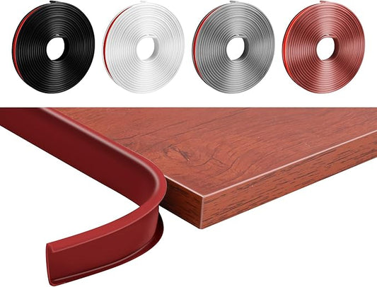 U-Shape Veneer Edge Banding for Furniture Restoration - 0.47" x 20ft, Brown, Durable Trim for Cabinets, Desks, Shelves, Wood, Marble, Campervans & More