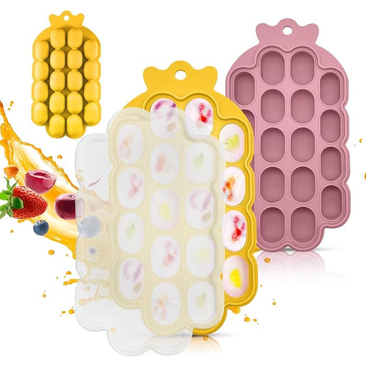 O’doe Baby Food Freezer Trays | BPA-Free, Food-Grade Silicone Freezer Molds with 2 Trays(18 Holes) | Silicone Freezer Trays with Lid and Baby Food Freezer Tray for Baby Food Storage Containers Freezer