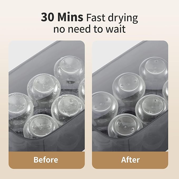 AMZBABYCHEF Baby Bottle Steamer and Dryer, Electric Steamer and Dryer for Baby Bottles, 4-in-1 Bottle Steamer and Dryer, Universal Fit for All Bottles, LED Touch Screen, Auto Shut-Off