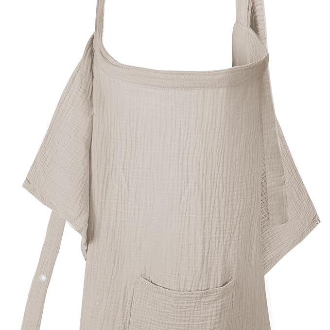 Wimst Muslin Nursing Cover Breastfeeding for Women, Soft and Breathable Breastfeeding Cover with Rigid Hoop for Nursing Apron (Beige)