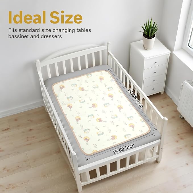 Muslin Diaper Changing Mat, Waterproof Changing Pad for Baby, Leakproof Quick Drying Pads, Portable Diaper Change Liners for Travel, Reusable Incontinence Underpads Protector